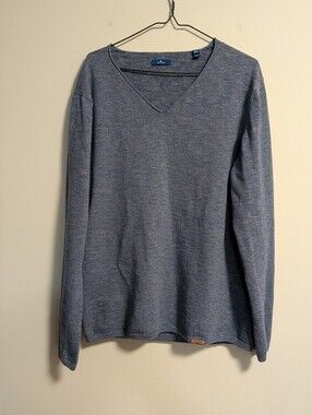 Tom Tailor knit pullover men's size XXL grey, long sleeve, cotton Sweater. GUC